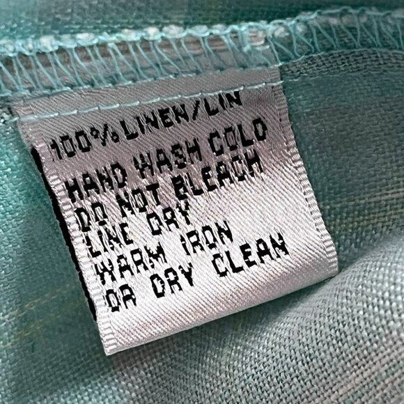 Talbots Petites Irish Linen Button Up Shirt w Belt sz 10P Blue Plaid Coastal - Picture 9 of 9